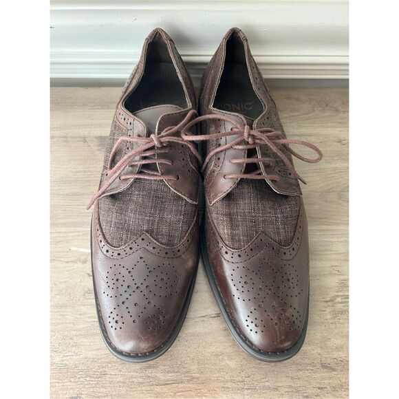 Vionic Oxford Roth men's lace-up dress wingtip in chestnut sz 10 comfort career - Picture 2 of 10